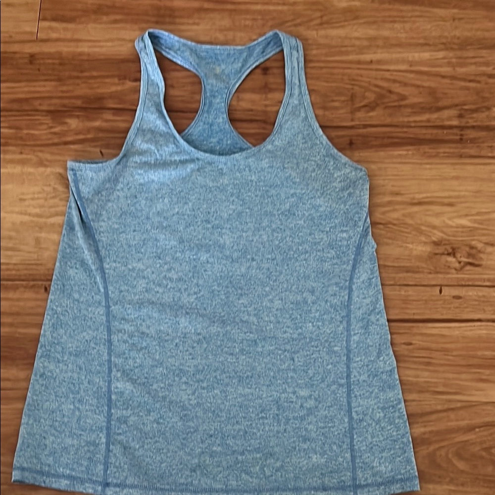 Blue Fitted Sleeveless Tank Top